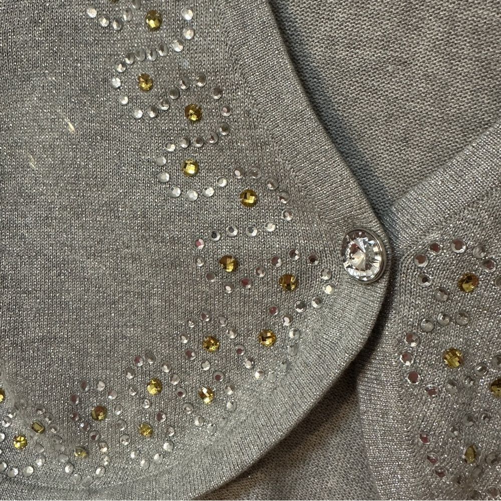 Wanko Gray Knit Shrug with Beaded V-Neck (S/M) - Picture 3 of 12